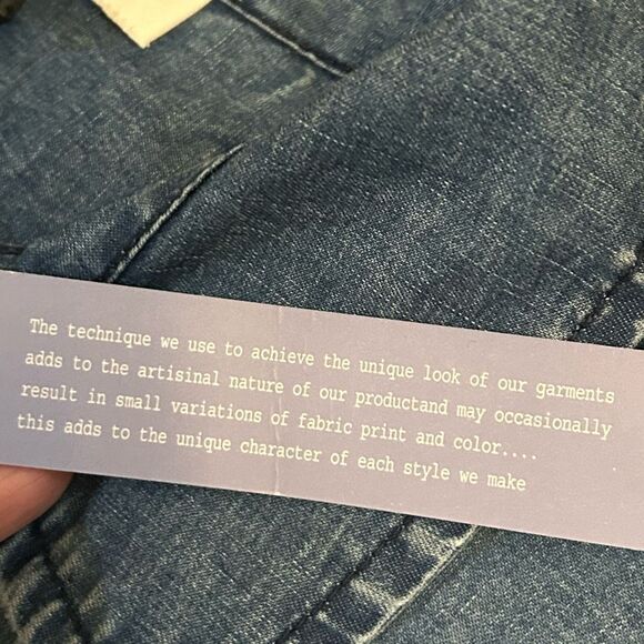 Indulge in Blue women's denim blue chambray front knotted long sleeve blouse siz - Picture 4 of 8